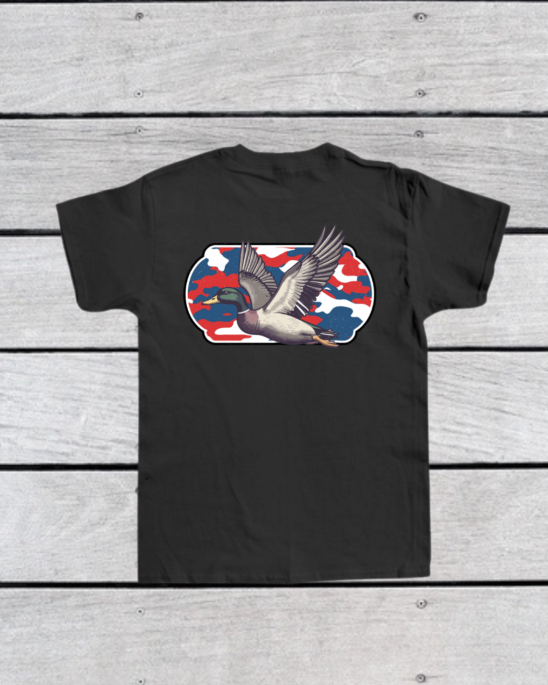 Red white & blue duck tee