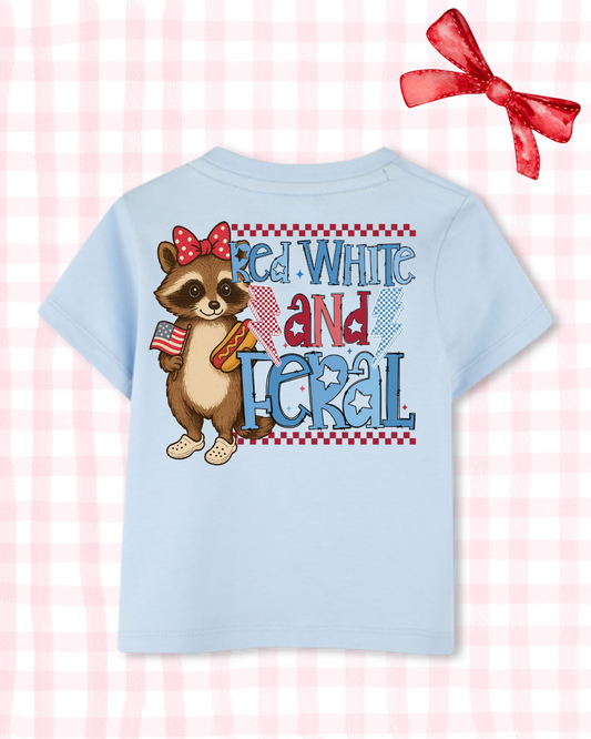 Girly red white & feral tee